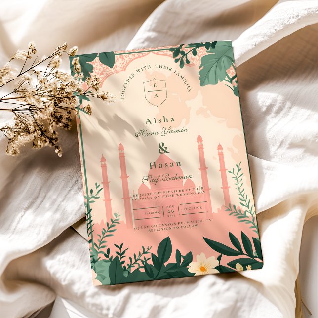 Elegante islamische Hochzeit in Flora Einladung (Von Creator hochgeladen)