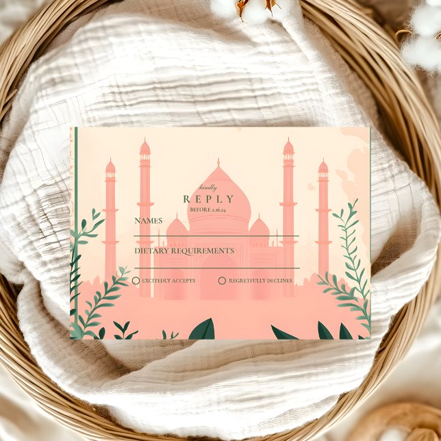 Elegante islamische Hochzeit in Flora RSVP Karte (Von Creator hochgeladen)