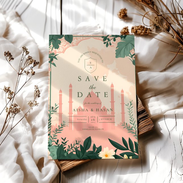 Elegante islamische Hochzeit in Flora Save The Date (Von Creator hochgeladen)