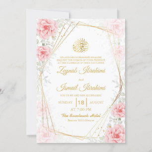 Elegante islamische Hochzeit mit Floral Gold Einladung
