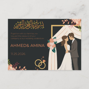 Elegante islamische Hochzeits-Einladung Begleitkarte