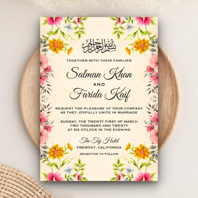 Elegante islamische Hochzeitsfeier in Floral Einladung (Von Creator hochgeladen)