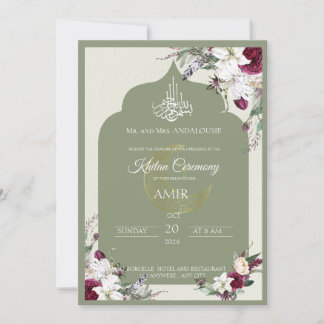 Elegante islamische Khitan-Zeremonie - Blumeneinla Einladung