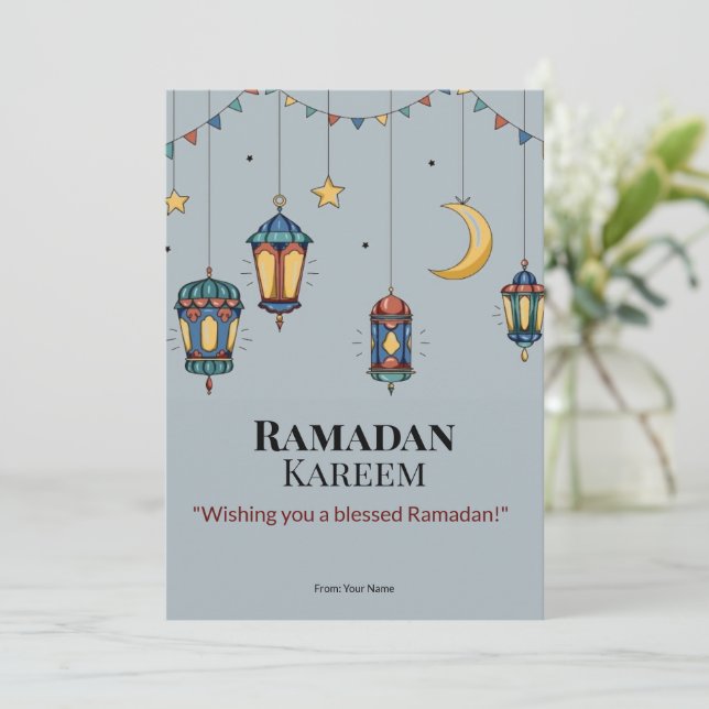 Elegante islamische Ramadan-Grußkarte - Maßgeschne Einladung (Stehend Vorderseite)
