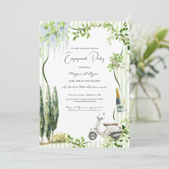 Elegante italienische Engagement-Partei Einladung (Stehend Vorderseite)