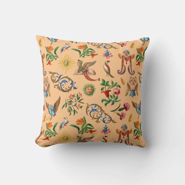 Elegante italienische Grotesques Kissen (Vorderseite)