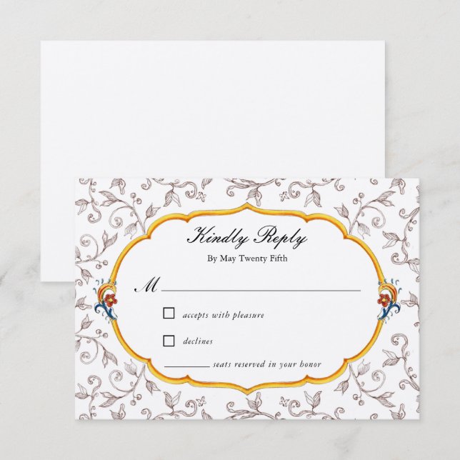 Elegante italienische Hochzeitskarte RSVP Karte (Vorne/Hinten)