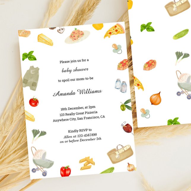 Elegante italienische Kinderdusche Einladung (a little meatball, italian, baby shower invitations, modern, watercolor, italian baby shower, baby s)