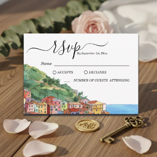 Elegante italienische Riviera-Hochzeits-Antwortkar RSVP Karte