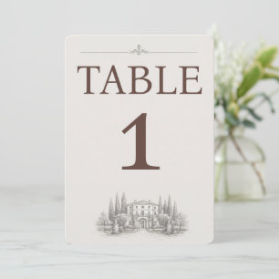 Elegante italienische Villen-Hochzeitstisch-Nummer Einladung