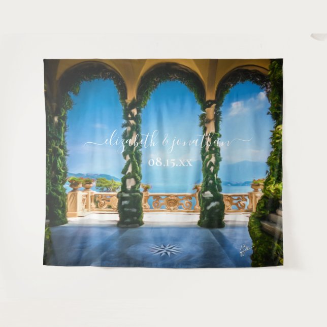 Elegante Italy Wedding Arches Foto Booth Hintergru Wandteppich (Vorderseite (Horizontal))