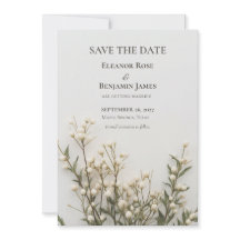 Elegante ivoriene botanische Save-the-Date-Karte