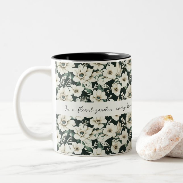 Elegante Ivory-Blume Zweifarbige Tasse (Mit Donut)
