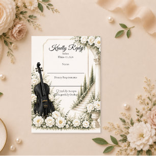 Elegante Ivory-Cello-Romanze Hochzeit RSVP Karte