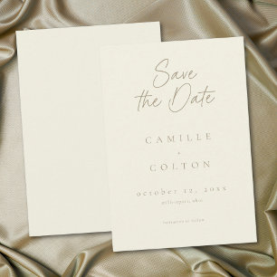 Elegante Ivory-Creme-Minimalismus-Hochzeit Save The Date