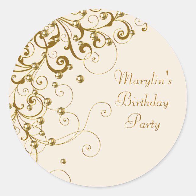Elegante Ivory Gold Swirl Stickers (Vorderseite)