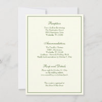Elegante Ivory Green Wedding Reception Einladung