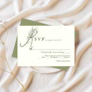 Elegante Ivory Moss Blumenkarte Auswahl Hochzeitsf Begleitkarte