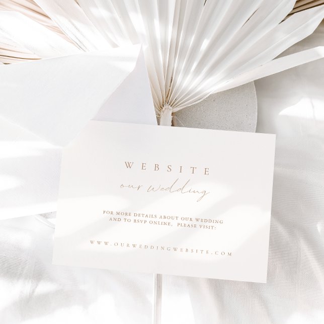 Elegante Ivory & Pale Taupe Wedding Website Card Einladung (Von Creator hochgeladen)