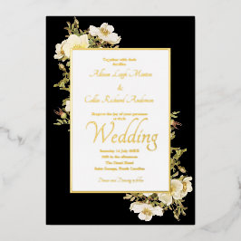 Elegante Ivory Rose Black Lux Folieneinladung