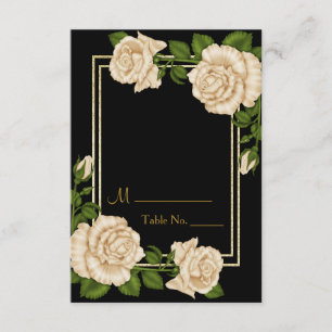 Elegante Ivory Rose & Gold Glitzer Tischnummer