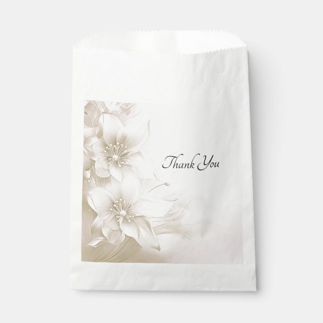 Elegante Ivory White Blume bevorzugen Tasche Geschenktütchen (Vorderseite)