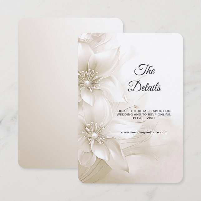 Elegante Ivory White Blume - Detailkarte Begleitkarte (Vorne/Hinten)