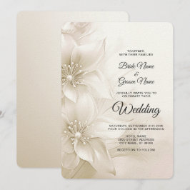 Elegante Ivory White Blume Hochzeit Einladung