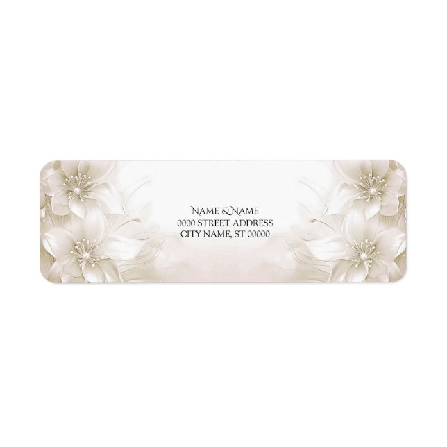 Elegante Ivory White Blume Rücksendeadresse (Vorne)