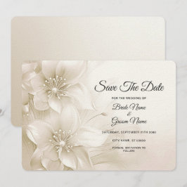 Elegante Ivory White Blume Save the Date