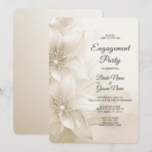 Elegante Ivory White Blume Verlobung Einladung