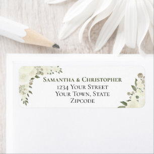 Elegante Ivory White Floral Wedding Rücksendeadres