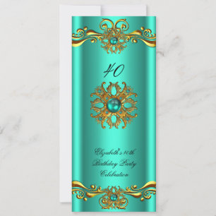 Elegante Jadegrün-Juwel-Gold-Geburtstagsfeier Einladung