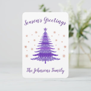 Elegante Jahreszeit Grüße Weihnachtsbaum Rose Gold Dankeskarte