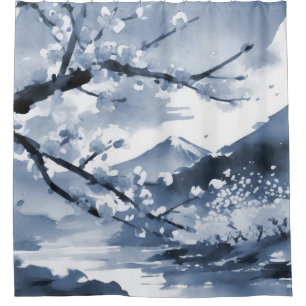 Elegante japanische Blumen Duschvorhang