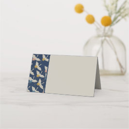 Elegante japanische Cranes Blue Wedding Party Platzkarte