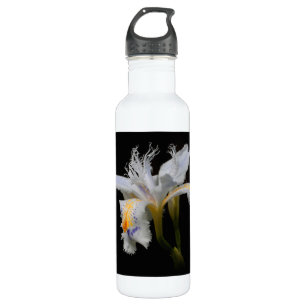 Elegante japanische Crested Iris White Blume Edelstahlflasche