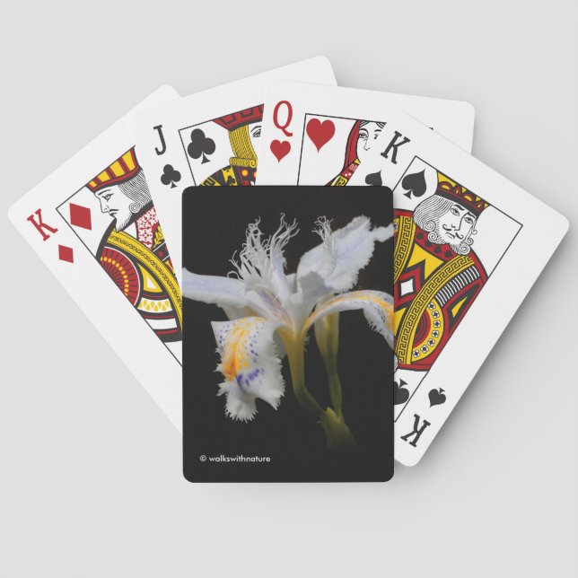Elegante japanische Crested Iris White Blume Spielkarten (Rückseite)