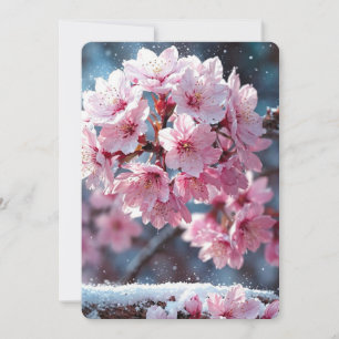Elegante japanische Kirschblüten- & Schloss-Hochze Einladung