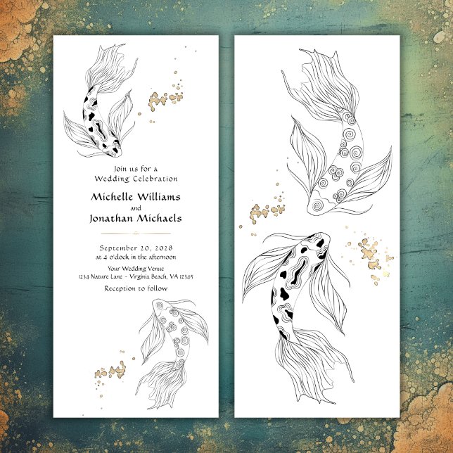 Elegante japanische Koi Fish Wedding Einladung (Elegant Japanese Koi Fish Wedding Invitation)