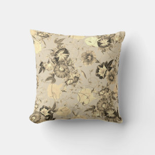 Elegante japanische Morning Glory Cream Beige Flor Kissen