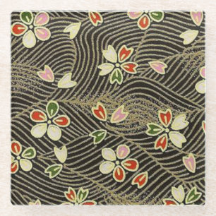 Elegante japanische Waschi Origami-Kirschblüten Glasuntersetzer