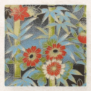 Elegante japanische Washi-Origami-Bambusblumen Glasuntersetzer