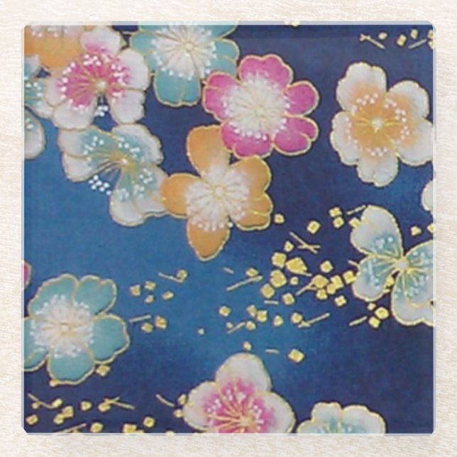 Elegante japanische Washi Origami Moderne Blume Glasuntersetzer (Vorderseite)