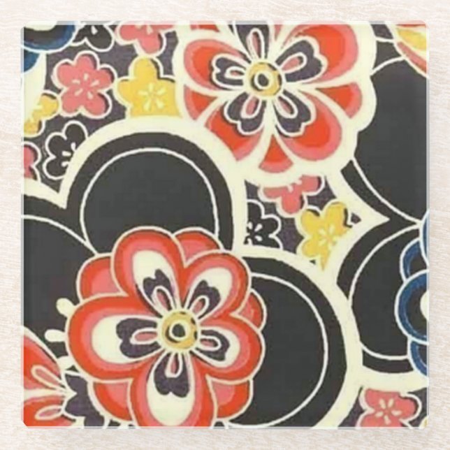 Elegante japanische Washi Origami Moderne Blume Glasuntersetzer (Vorderseite)