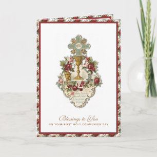 Elegante Jesus Erste heilige Kommunion Vintage-Kar Karte