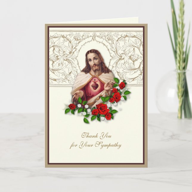Elegante Jesus Rose Christliches Beileid Danke (Vorderseite)