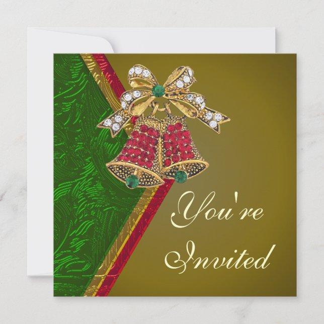 Elegante Jeweled Bell-Party Einladung (Vorderseite)