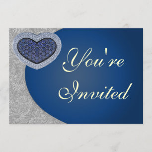 Elegante Jeweled Heart Party Einladung