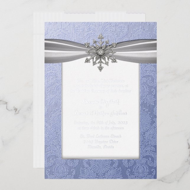 Elegante Jeweled Snowflake Wedding Foil Einladung (Briefumschlag)
